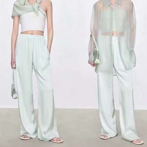 CHICJOC Japanese brand long draping pants, light green